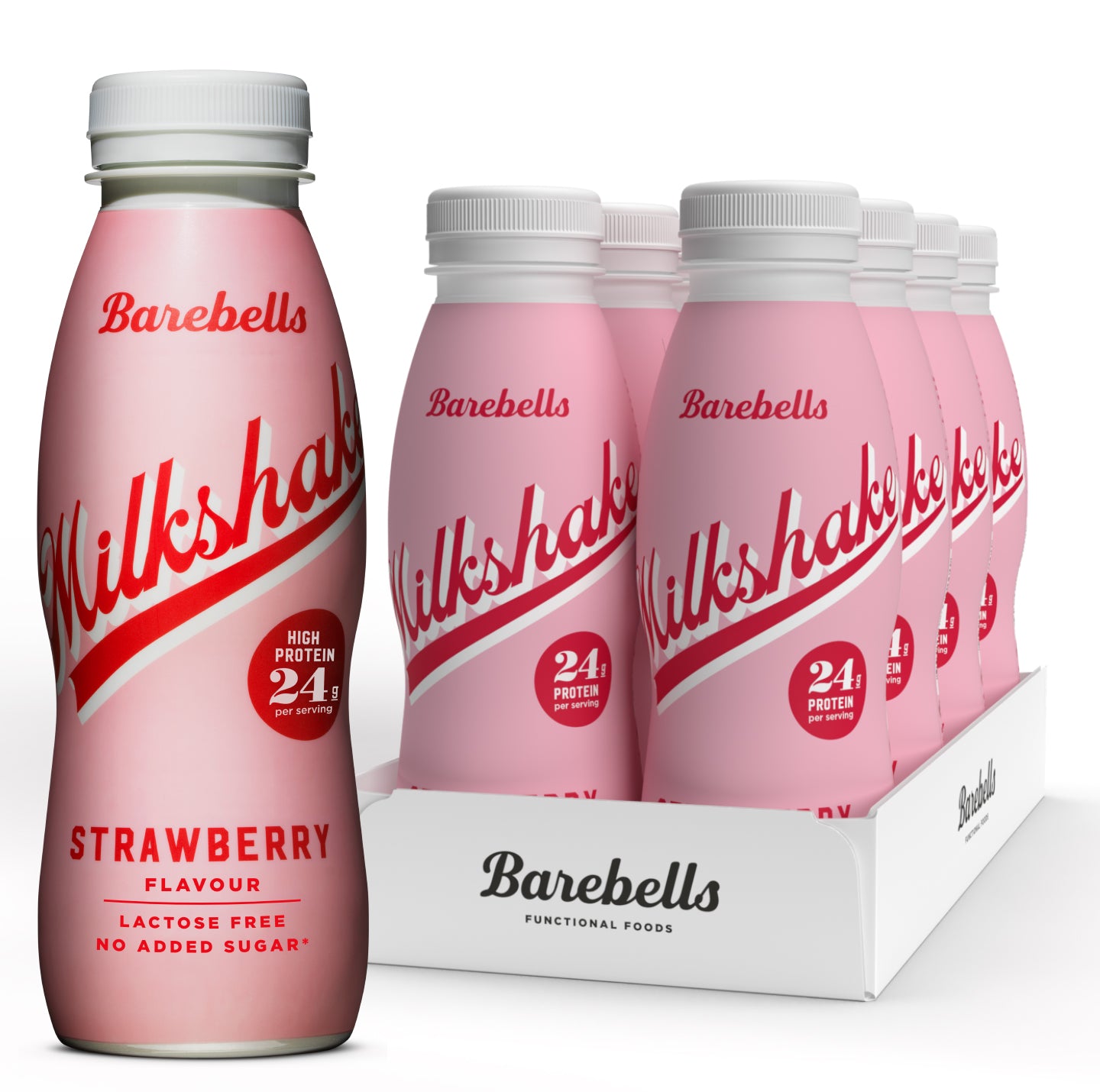 Barebells Lactose-Free Protein Milkshake, Strawberry Flavour 330ml (8 bottles/carton)