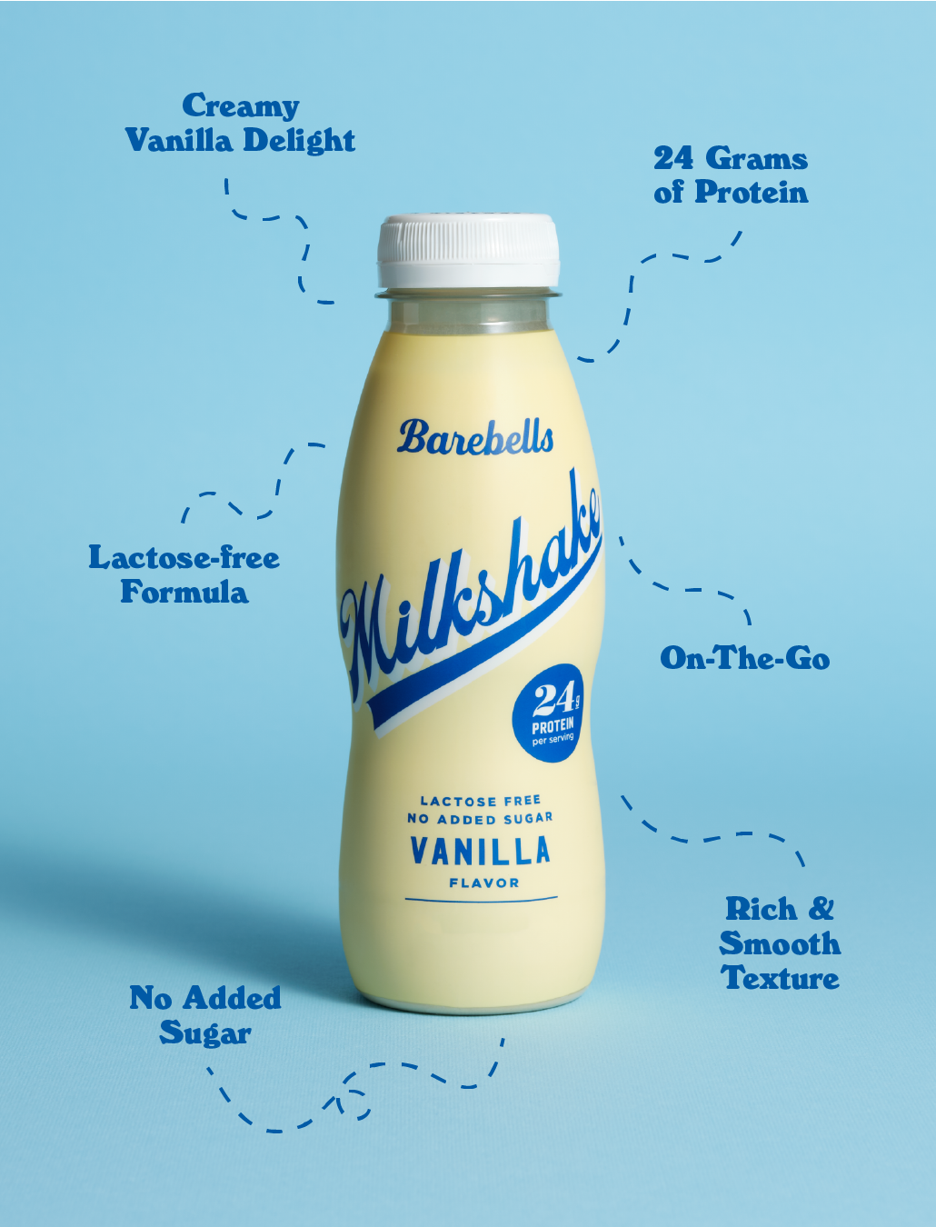 Barebells Lactose-Free Protein Milkshake, Vanilla Flavour 330ml (8 bottles/carton)