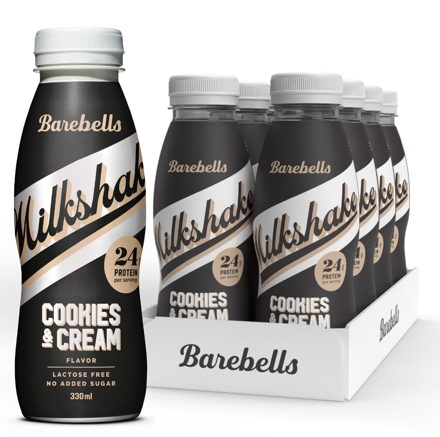 Barebells Lactose-Free Protein Milkshake, Cookies & Cream Flavour 330ml (8 bottles/carton)